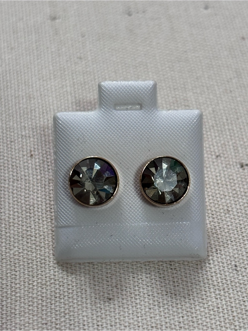 Crystal Round Stud Earrings in Iridescent Silver